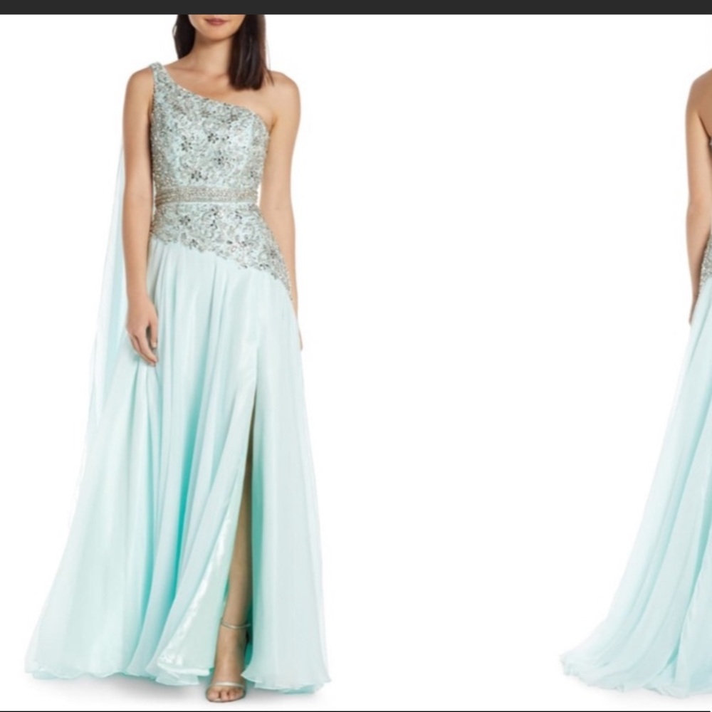 MAC DUGGAL ONE-SHOULDER SEQUIN DRESS